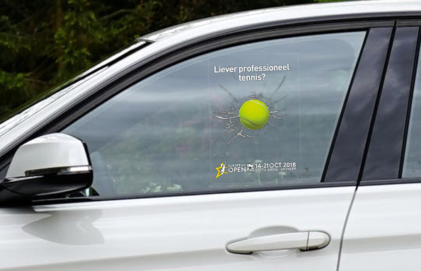Autoraamsticker bal door ruit European Open Tennis AB